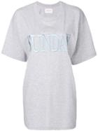 Alberta Ferretti - Sunday Embroidered T-shirt - Women - Cotton - L, Grey, Cotton