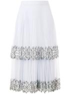 Christopher Kane - Lace Detail Pleated Skirt - Women - Silk/polyamide - 38, Women's, Blue, Silk/polyamide