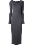 T By Alexander Wang Fine Knit Maxi Dress, Women's, Size: Small, Grey, Merino