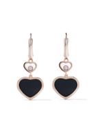 Chopard 18kt Rose Gold Happy Hearts Onyx And Diamond Drop Earrings -