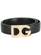 Dolce & Gabbana Logo Plaque Belt, Men's, Size: 105, Black, Leather