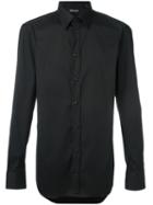 Emporio Armani Classic Plain Shirt, Men's, Size: 42, Black, Cotton/polyamide/spandex/elastane