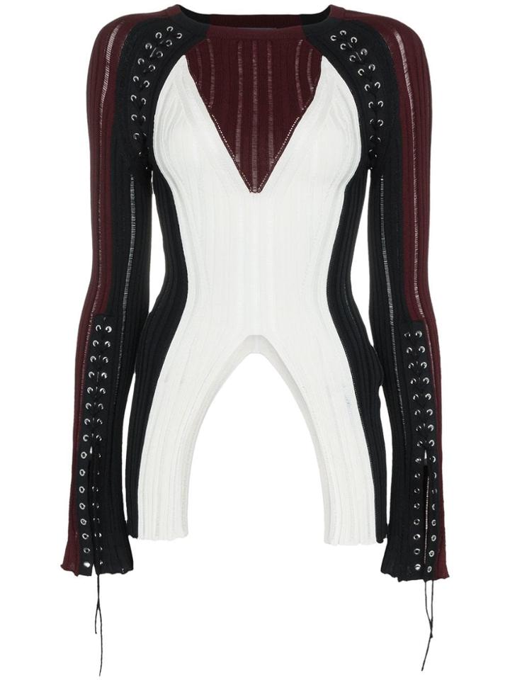 Alexander Mcqueen Lace Up Knitted Sweater - Black