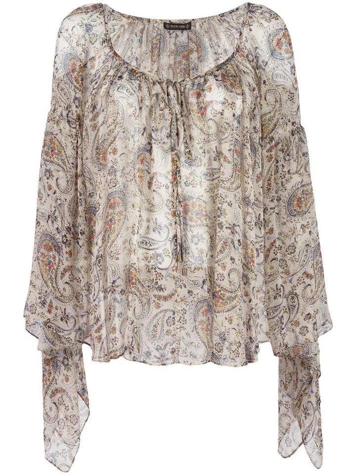 Plein Sud Floral Print Blouse, Women's, Size: 38, Nude/neutrals, Silk