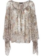 Plein Sud Floral Print Blouse, Women's, Size: 38, Nude/neutrals, Silk