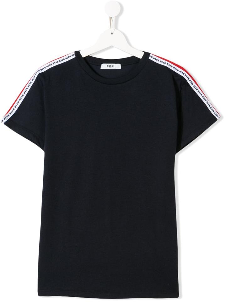 Msgm Kids Teen Contrast Stripe T-shirt - Blue