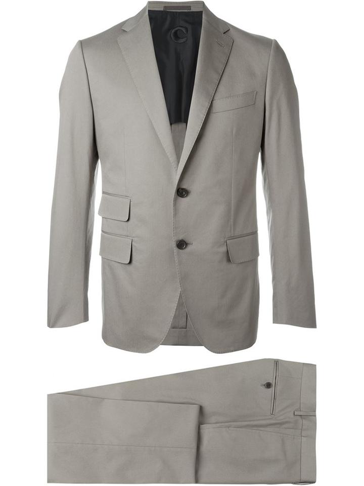 Caruso Tailored Two Piece Suit, Men's, Size: 48, Nude/neutrals, Cotton/cupro/spandex/elastane