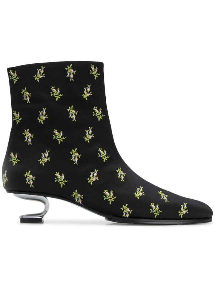 Nicole Saldaña Floral Print Boots - Black