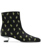 Nicole Saldaña Floral Print Boots - Black