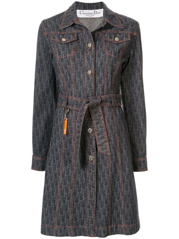 Christian Dior Pre-owned Trotter Pattern Denim Coat - Blue