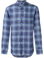 Canali - Checked Shirt - Men - Linen/flax - L, Blue, Linen/flax