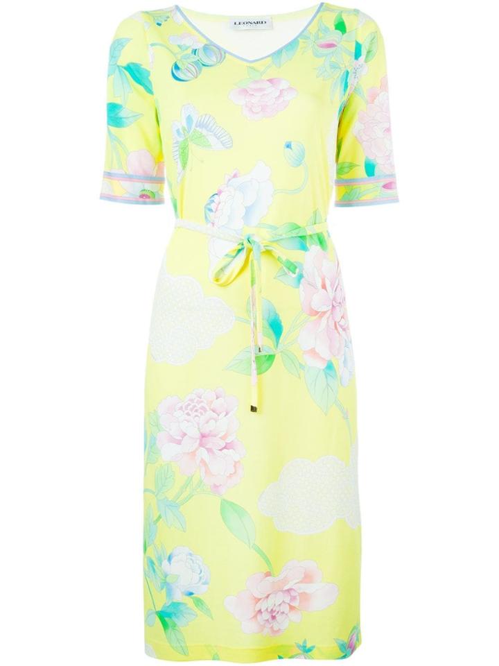 Leonard Shortsleeved Floral Print Dress - Yellow & Orange