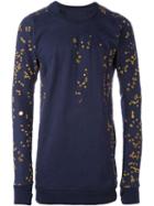 11 By Boris Bidjan Saberi Perforated Detail Sweatshirt, Men's, Size: Small, Blue, Cotton