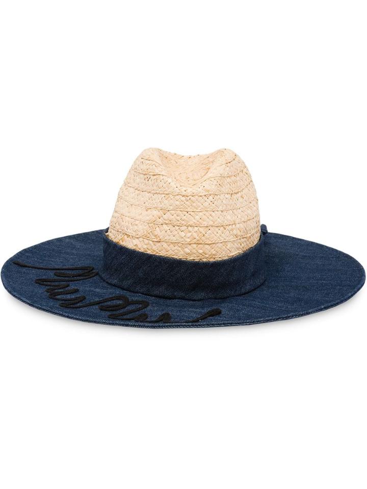 Miu Miu Logo Embroidered Sun Hat - Blue