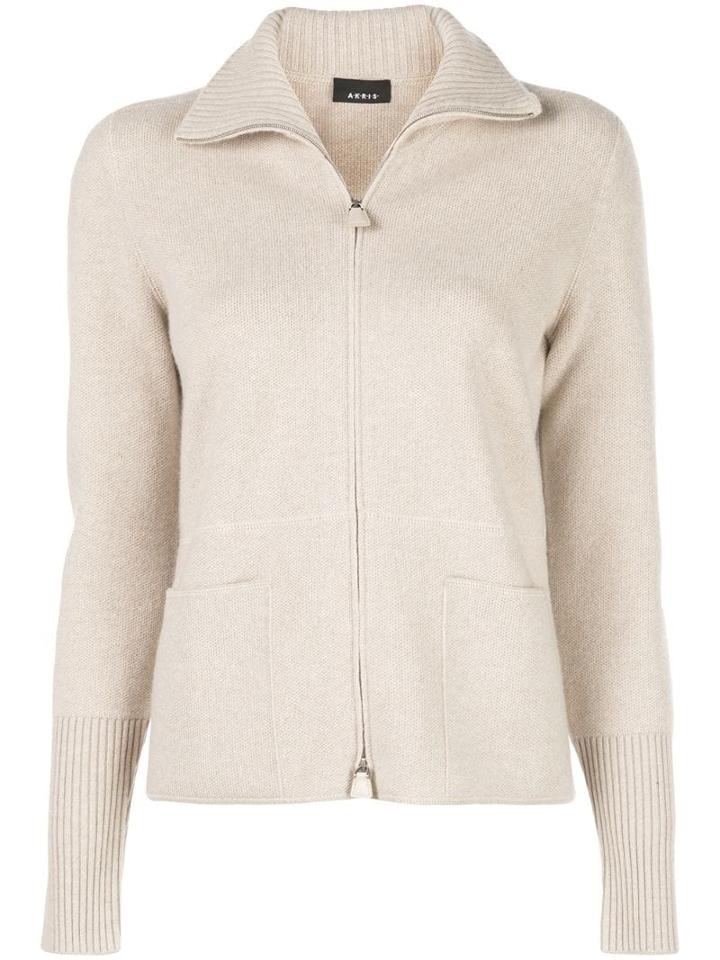 Akris Cashmere Zip Knitted Cardigan - Neutrals