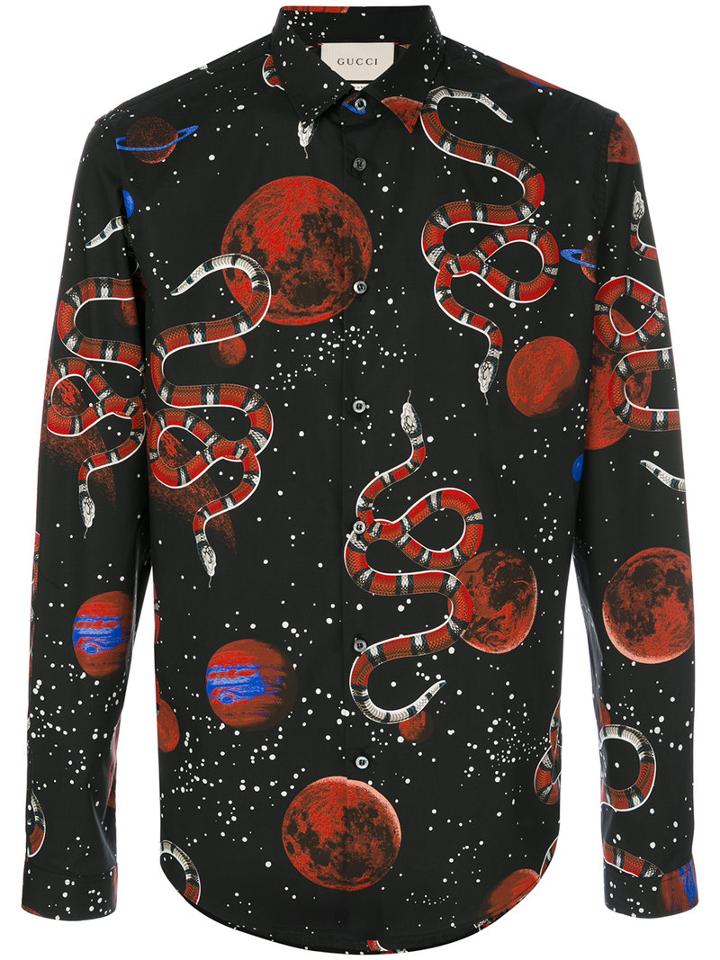 Gucci - Space Snake Print Shirt - Men - Cotton - 40, Black, Cotton