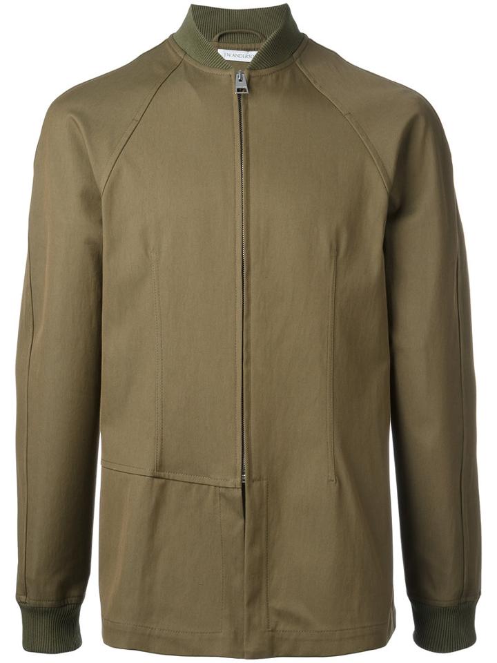 J.w.anderson Slim-fit Bomber Jacket, Men's, Size: 46, Green, Cotton/polyamide