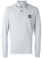 Stone Island Logo Patch Polo Shirt, Men's, Size: Large, Grey, Cotton/spandex/elastane