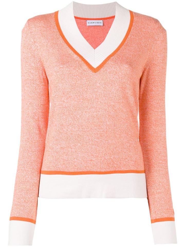 Carven V-neck Jumper - Yellow & Orange