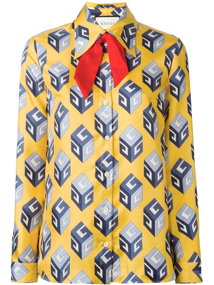 Gucci Gg Wallpaper Print Shirt - Yellow