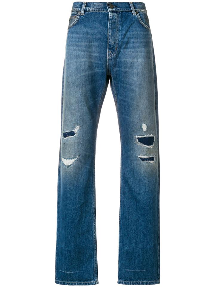 Kent & Curwen Distressed Straight-fit Jeans - Blue