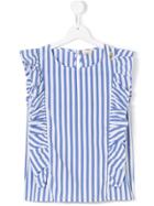 Elisabetta Franchi La Mia Bambina Striped Frilled Blouse - Blue