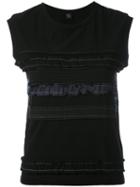 Y's - Sleeveless Ruffle T-shirt - Women - Cotton/cupro - 3, Black, Cotton/cupro