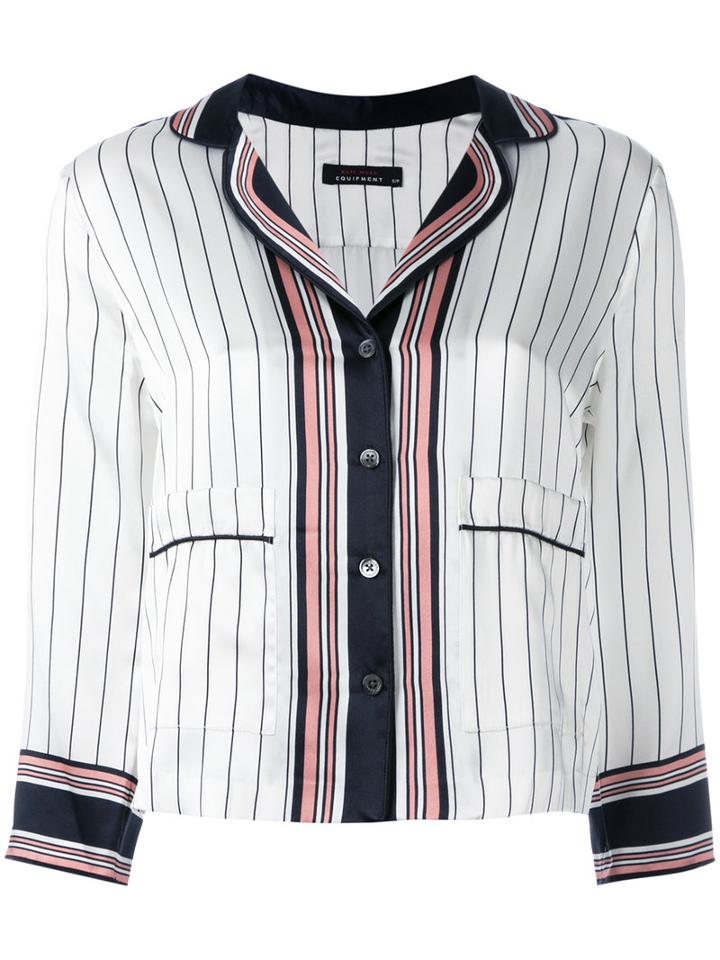 Equipment Equipment X Kate Moss Striped Shirt, Women's, Size: Xs, White, Silk