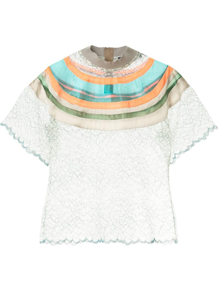 Kolor Stripe Panel Sheer T-shirt - White