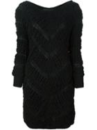 Jay Ahr Chevron Pattern Mini Dress, Women's, Size: 38, Black, Silk/cotton/polyester