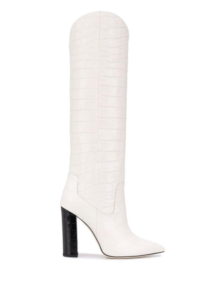 Francesca Bellavita Knee Length Embossed Boots - White
