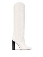 Francesca Bellavita Knee Length Embossed Boots - White