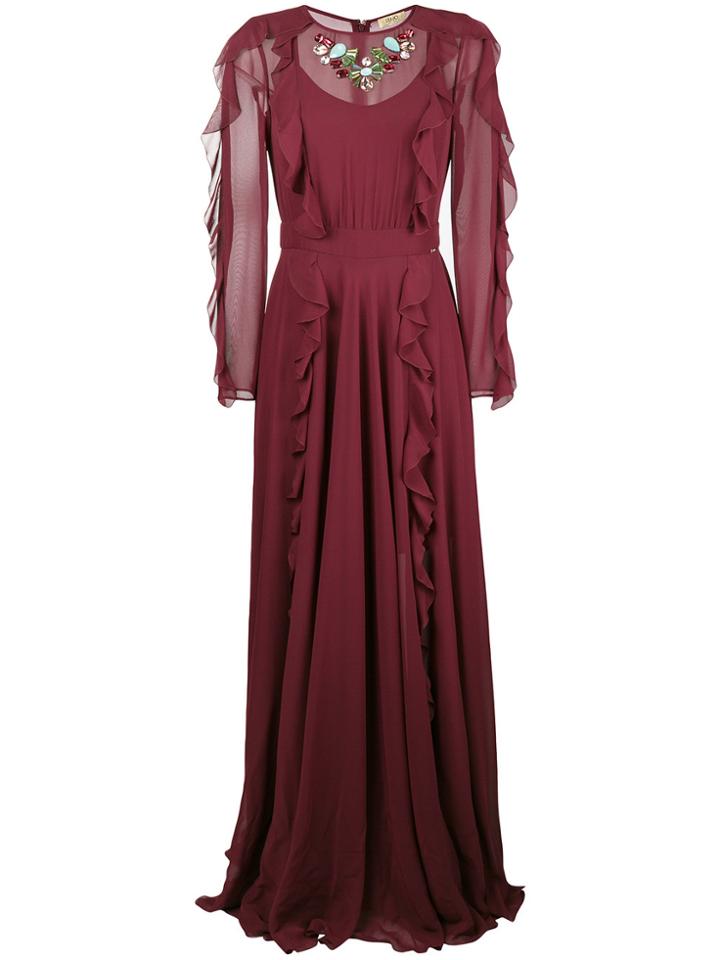 Liu Jo Ruffle Detail Evening Dress - Red