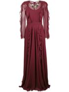 Liu Jo Ruffle Detail Evening Dress - Red