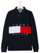 Tommy Hilfiger Junior Printed Logo Polo Shirt - Blue