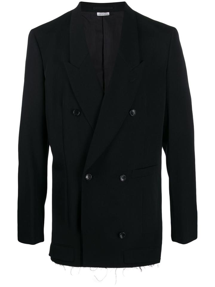Comme Des Garçons Homme Plus Distressed Double-breasted Blazer - Black