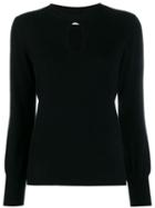 Allude Key-hole Neckline Knitted Top - Black