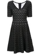 Milly Laser Cut Pointelle Flare Dress - Black