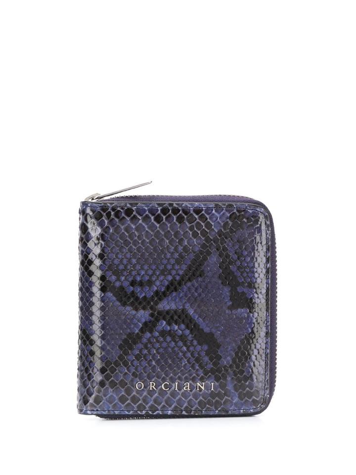 Orciani Python Effect Compact Wallet - Blue