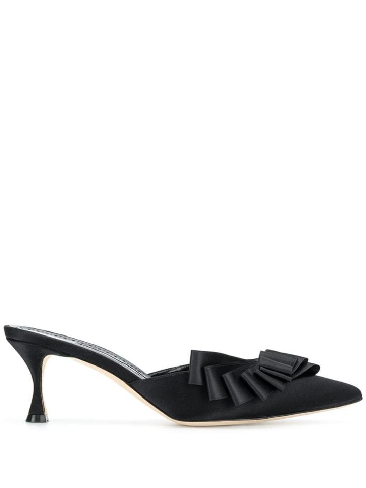 Manolo Blahnik Ribbon Detail Mules - Black