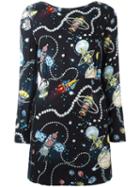 Love Moschino Space Print Dress, Women's, Size: 38, Cupro/viscose/wool