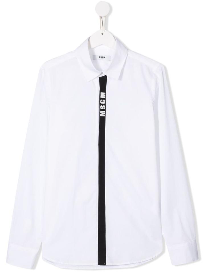 Msgm Kids Teen Logo Placket Shirt - White