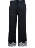 Tibi Lace Hem Trousers, Women's, Size: 4, Blue, Polyester/spandex/elastane/virgin Wool/viscose
