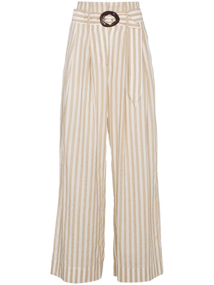 Nanushka High Waisted Stripe Trousers - Nude & Neutrals