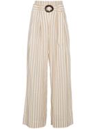 Nanushka High Waisted Stripe Trousers - Nude & Neutrals