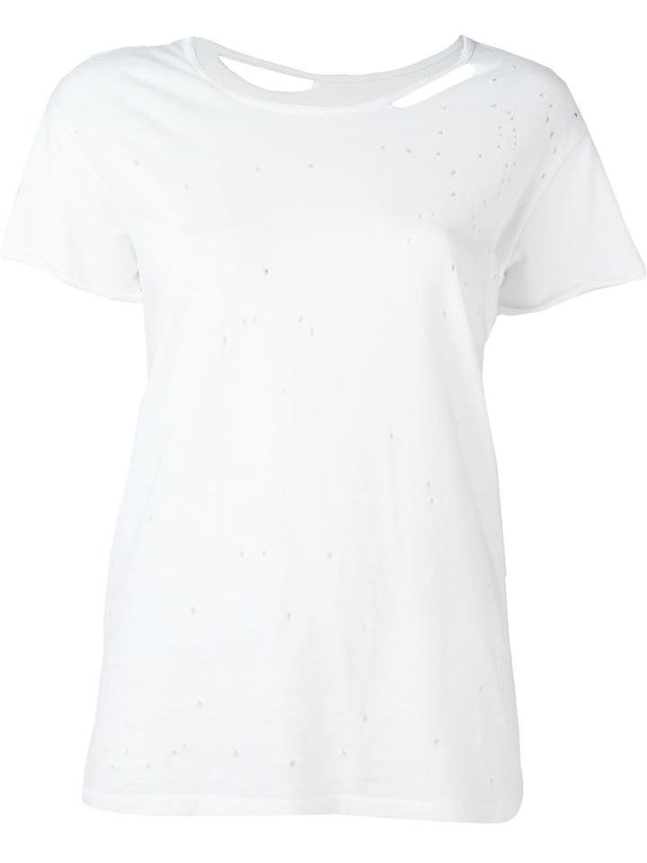 Rta Distressed T-shirt, Women's, Size: Large, White, Cotton