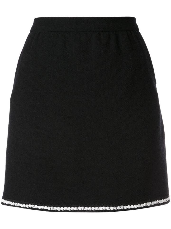 Chanel Pre-owned Contrast Trim Mini Skirt - Black