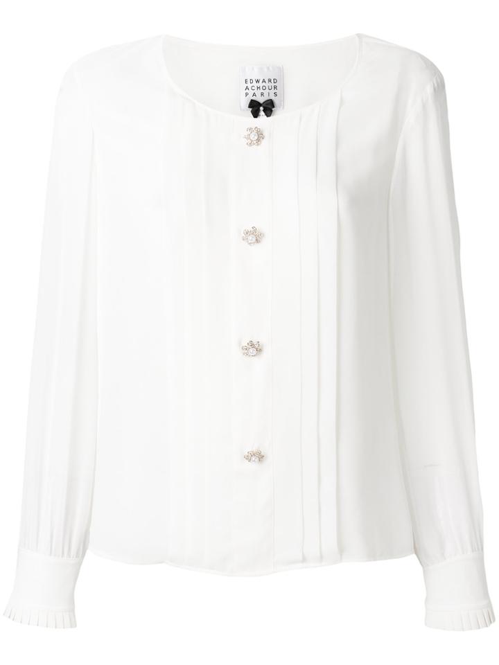 Edward Achour Paris Embellished Buttons Shirt - White
