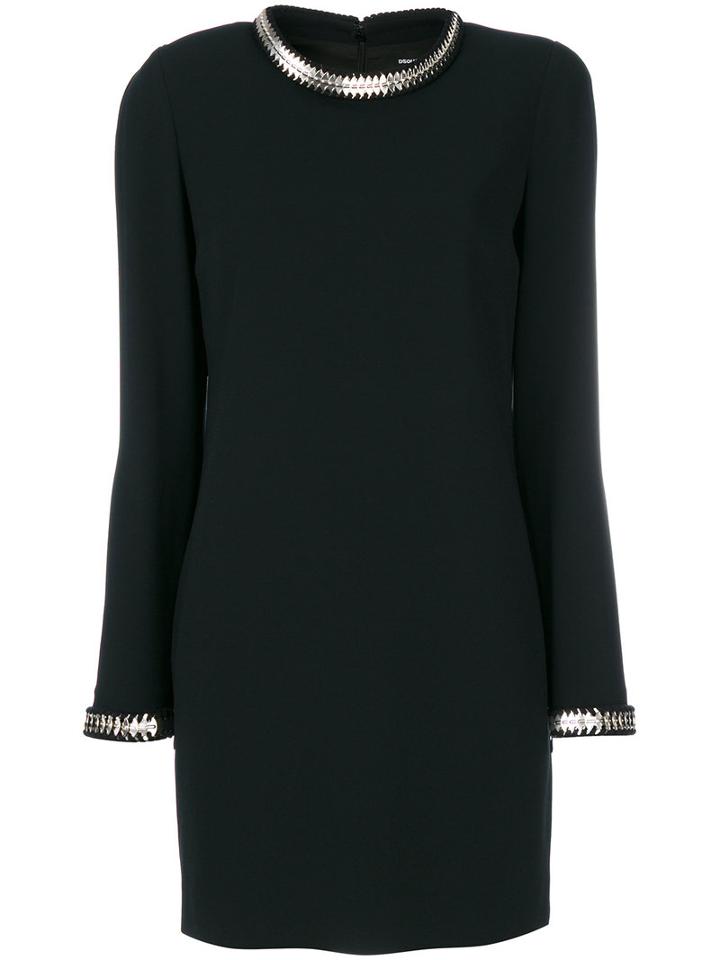 Dsquared2 - Metallic Coin Embroidered Dress - Women - Polyester/spandex/elastane/acetate/viscose - 44, Black, Polyester/spandex/elastane/acetate/viscose