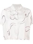 The Row Abstract Print Cropped Shirt - White